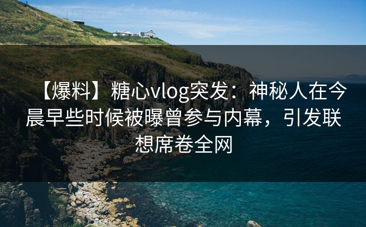 【爆料】糖心vlog突发:神秘人在今晨早些时候被曝曾参与内幕,引发联想席卷全网