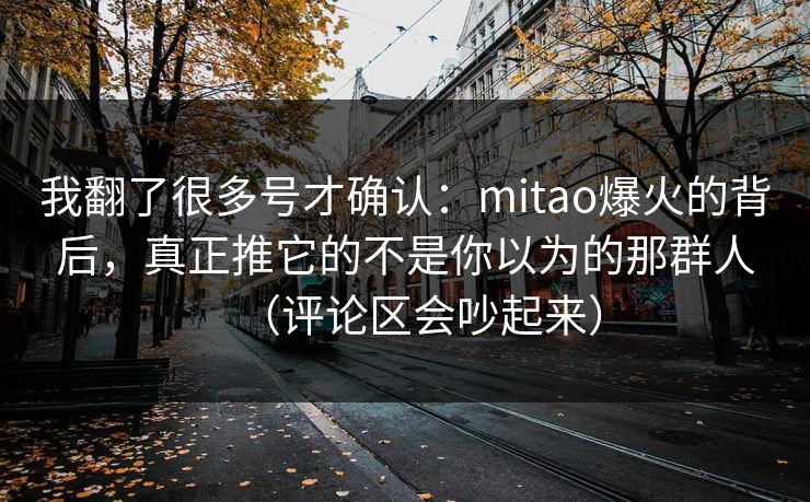 我翻了很多号才确认:mitao爆火的背后,真正推它的不是你以为的那群人(评论区会吵起来)