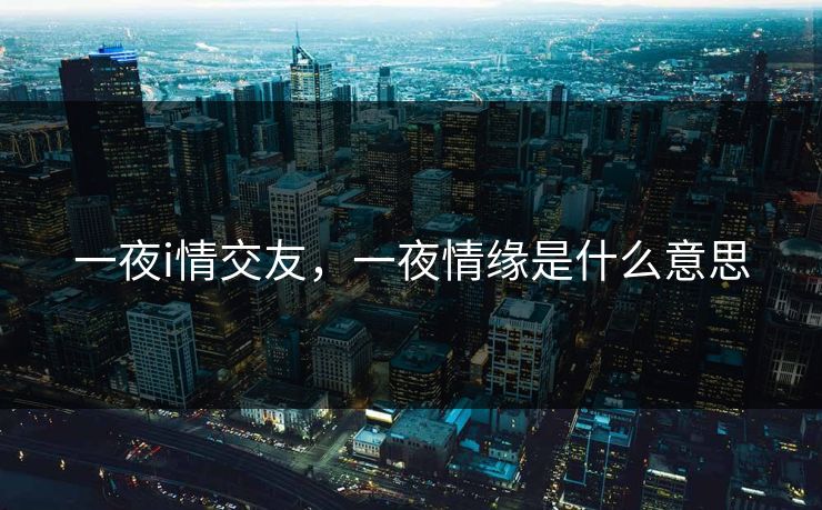 一夜i情交友,一夜情缘是什么意思